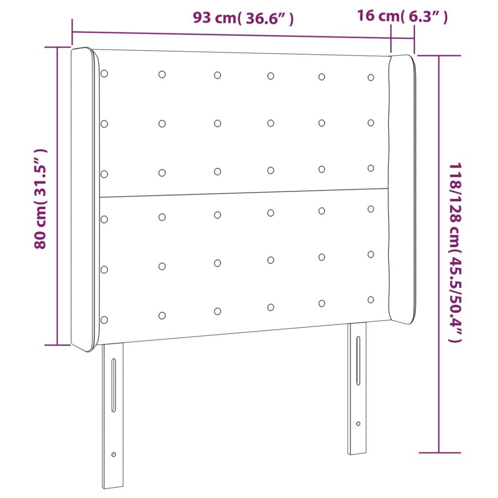 Galvgalis ar malām, kapučino,93x16x118/128cm,mākslīgā āda cena un informācija | Gultas | 220.lv