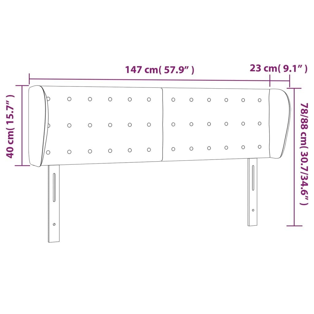 Galvgalis ar malām, krēmkrāsas,147x23x78/88cm, audums cena un informācija | Gultas | 220.lv