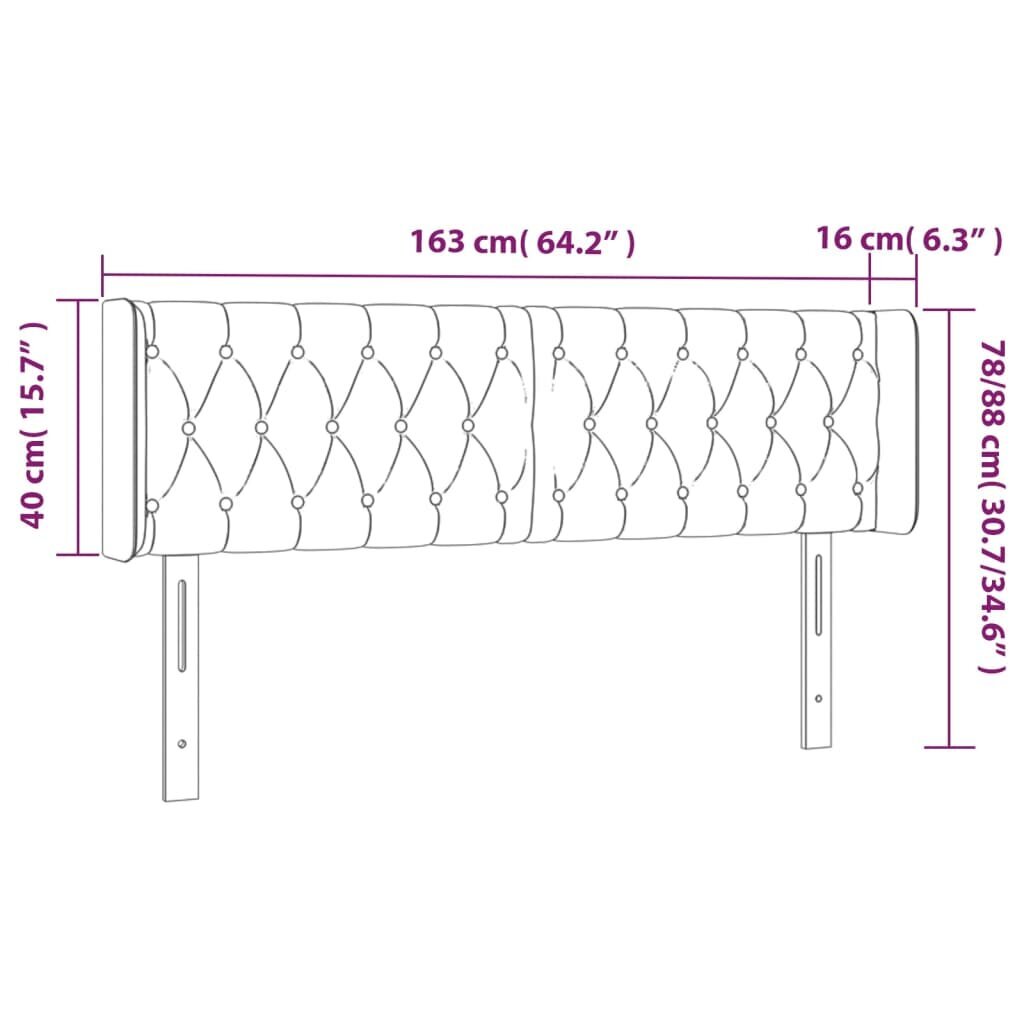 Galvgalis ar malām, krēmkrāsas,163x16x78/88 cm, audums cena un informācija | Gultas | 220.lv