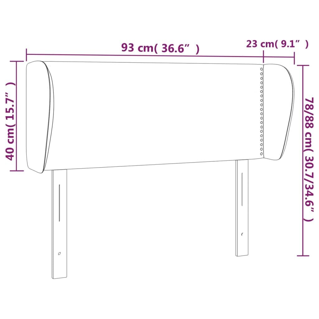 Galvgalis ar malām, krēmkrāsas,93x23x78/88cm, mākslīgā āda cena un informācija | Gultas | 220.lv