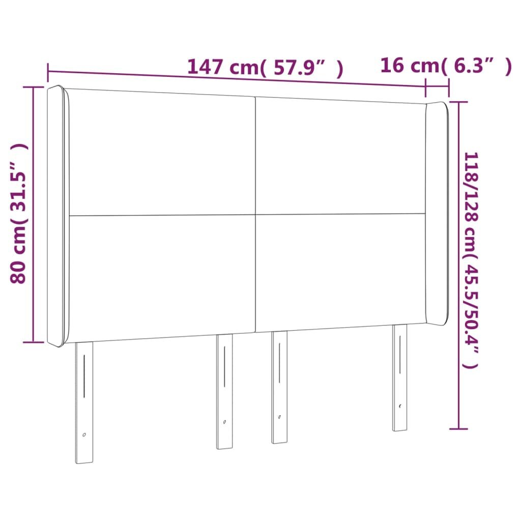 Galvgalis ar malām, melns, 147x16x118/128cm, samts cena un informācija | Gultas | 220.lv