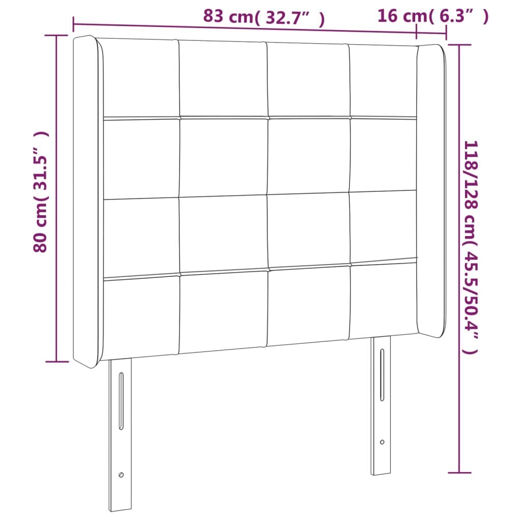 Galvgalis ar malām, melns, 83x16x118/128cm, samts cena un informācija | Gultas | 220.lv