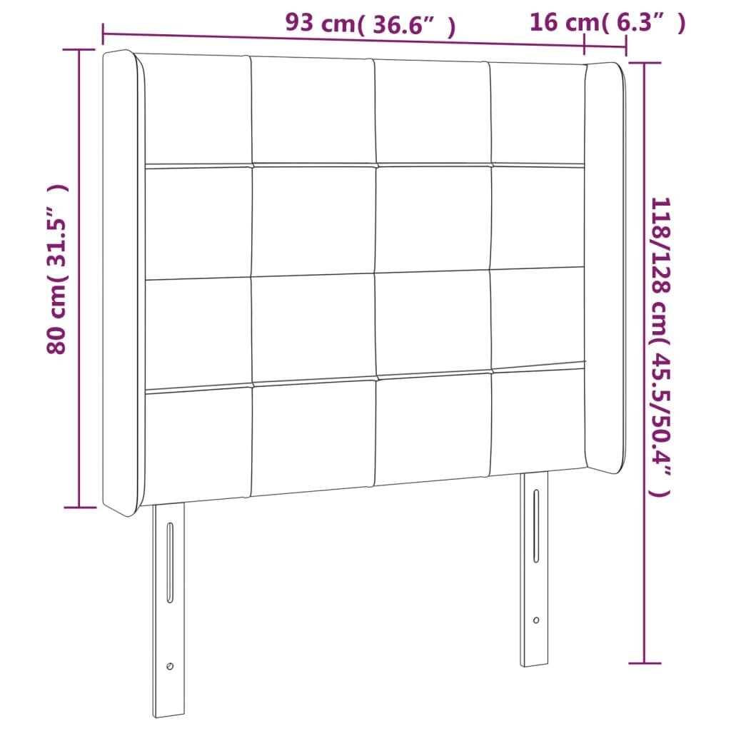 Galvgalis ar malām, melns, 93x16x118/128cm, samts cena un informācija | Gultas | 220.lv