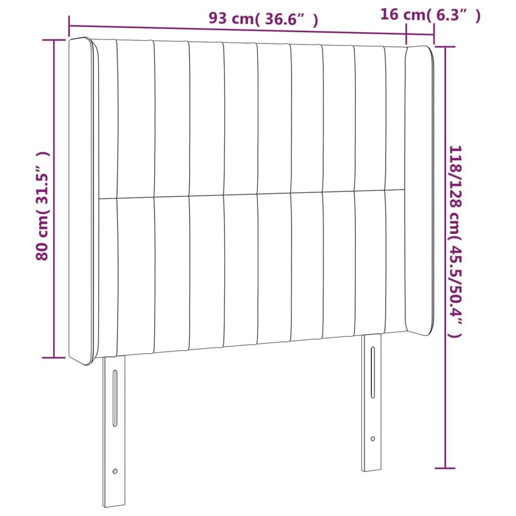 Galvgalis ar malām, melns, 93x16x118/128cm, samts cena un informācija | Gultas | 220.lv