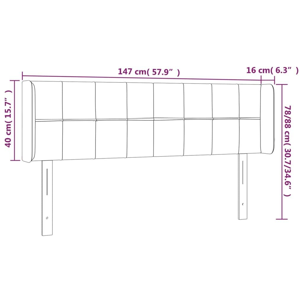 Galvgalis ar malām, melns,147x16x78/88cm, samts цена и информация | Gultas | 220.lv