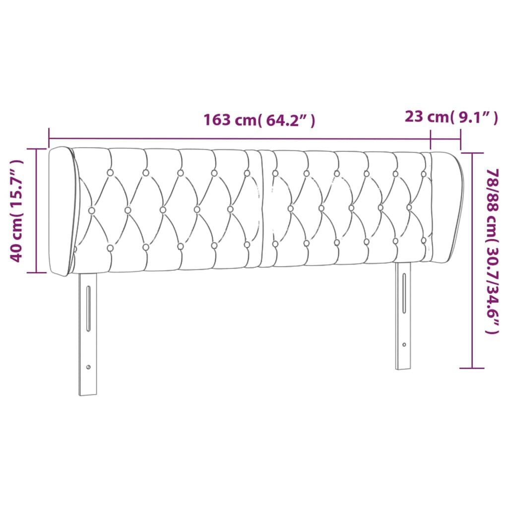 Galvgalis ar malām, melns,163x23x78/88cm, audums cena un informācija | Gultas | 220.lv