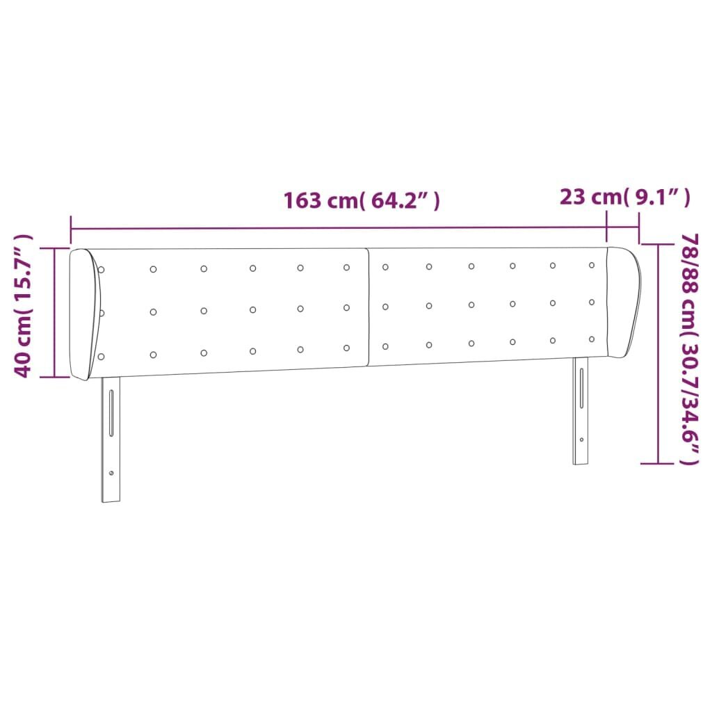 Galvgalis ar malām, melns,163x23x78/88cm, audums цена и информация | Gultas | 220.lv