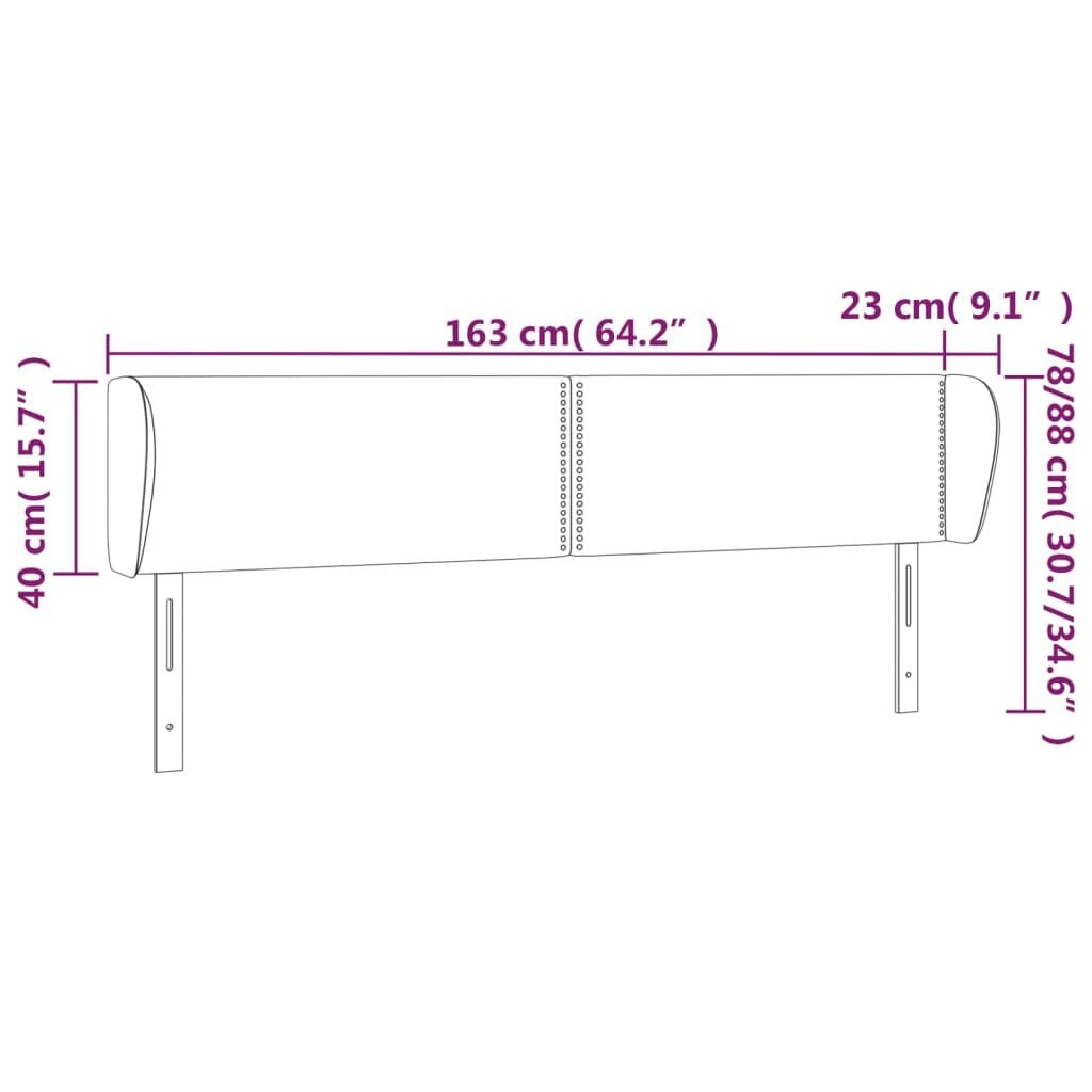 Galvgalis ar malām, melns,163x23x78/88cm, samts цена и информация | Gultas | 220.lv