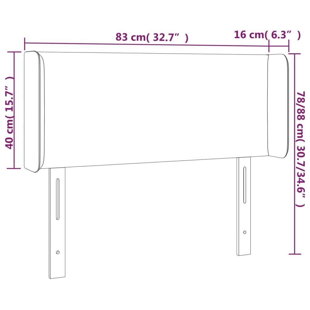 Galvgalis ar malām, melns,83x16x78/88cm, mākslīgā āda cena un informācija | Gultas | 220.lv