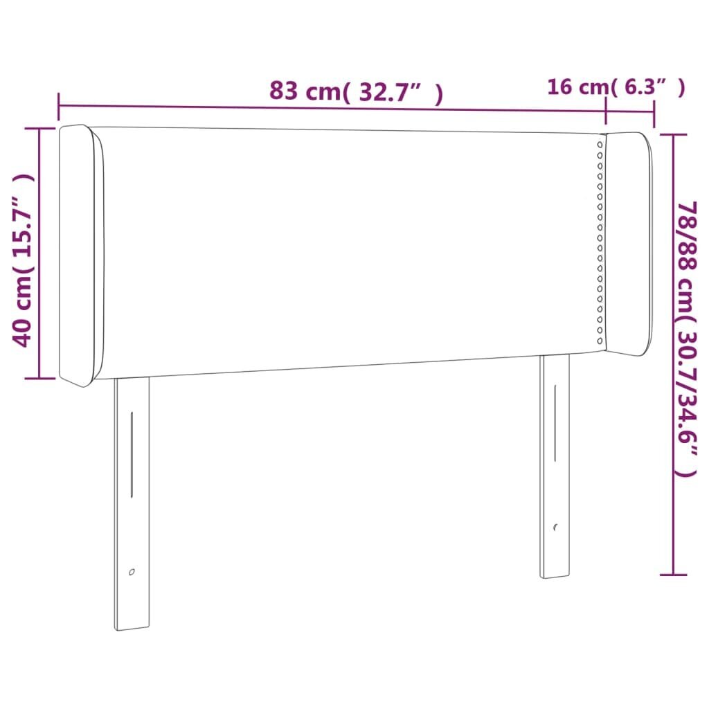 Galvgalis ar malām, melns,83x16x78/88cm, mākslīgā āda cena un informācija | Gultas | 220.lv