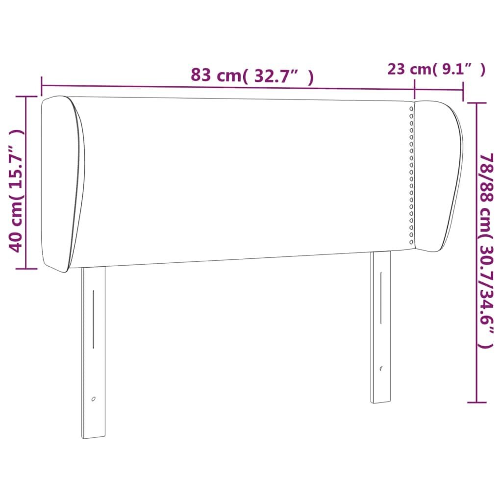 Galvgalis ar malām, tumši zils,83x23x78/88cm, samts cena un informācija | Gultas | 220.lv