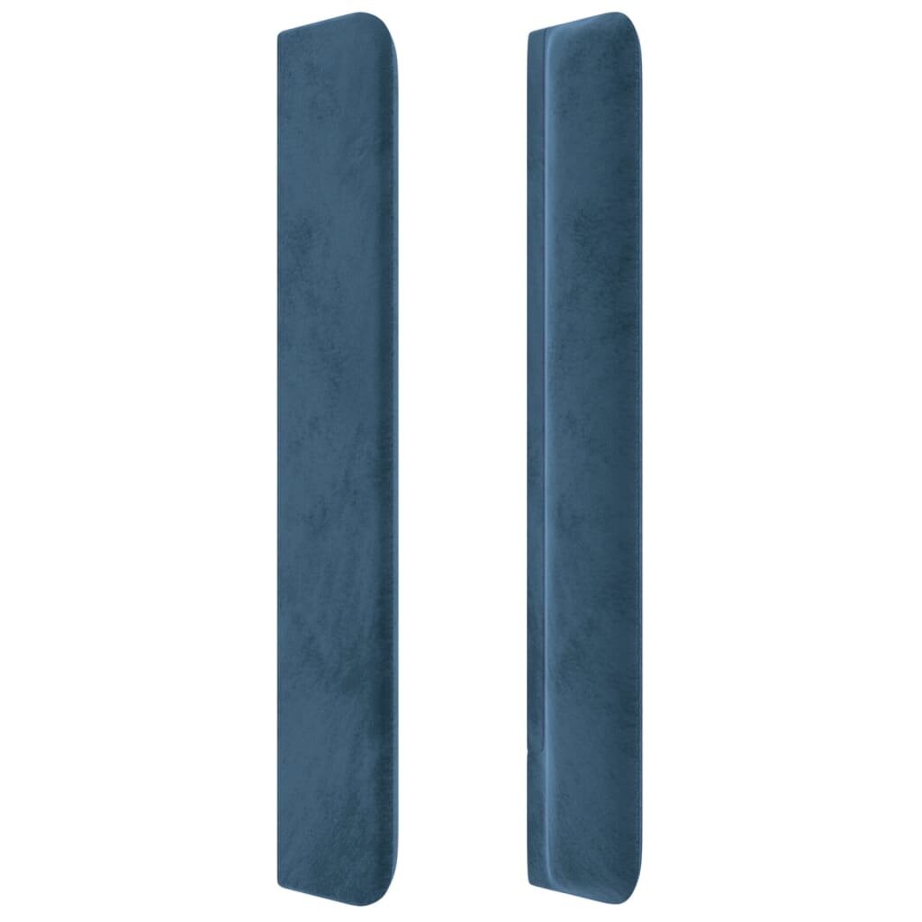 Galvgalis ar malām, zils, 147x16x118/128 cm, samts цена и информация | Gultas | 220.lv
