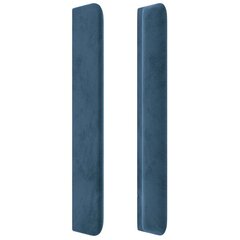 Galvgalis ar malām, zils, 163x16x118/128 cm, samts cena un informācija | Gultas | 220.lv