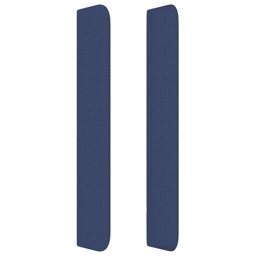 Galvgalis ar malām, zils, 163x16x118/128cm, audums цена и информация | Gultas | 220.lv
