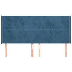 Galvgalis ar malām, zils, 203x16x118/128 cm, samts цена и информация | Кровати | 220.lv