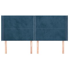 Galvgalis ar malām, zils, 203x16x118/128 cm, samts цена и информация | Кровати | 220.lv