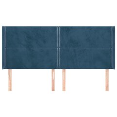 Galvgalis ar malām, zils, 203x16x118/128 cm, samts cena un informācija | Gultas | 220.lv