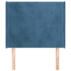 Galvgalis ar malām,tumši zils,93x16x118/128cm,samts цена и информация | Кровати | 220.lv