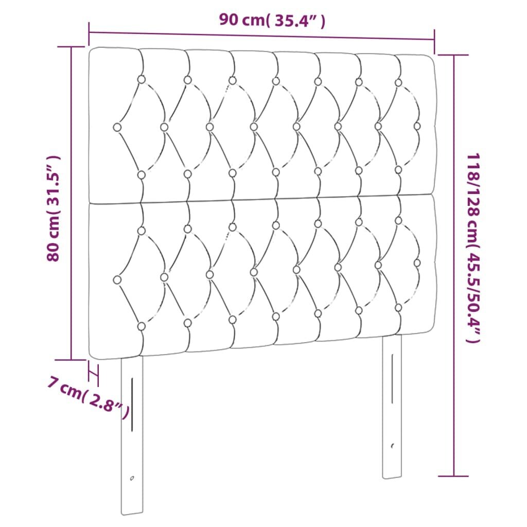 Galvgalis, 2gab. melns, 90x7x78/88cm, audums cena un informācija | Gultas | 220.lv