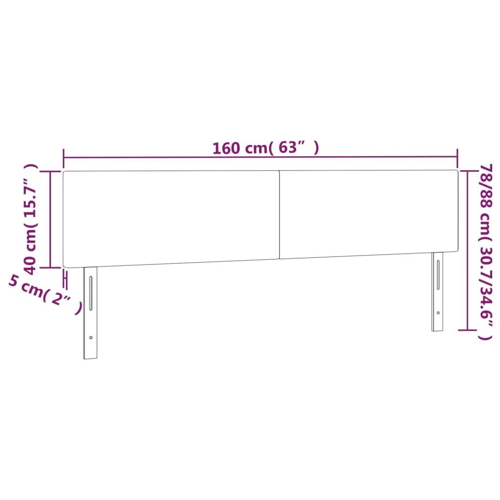 Galvgalis, 2gab., balts, 80x5x78/88cm, mākslīgā āda cena un informācija | Gultas | 220.lv