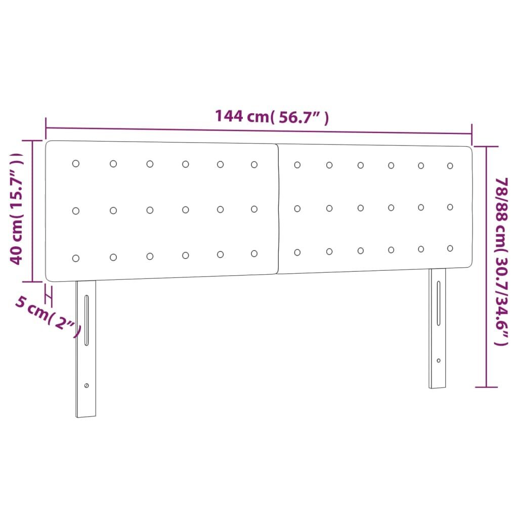 Galvgalis, 2gab., melns, 72x5x78/88cm, mākslīgā āda cena un informācija | Gultas | 220.lv