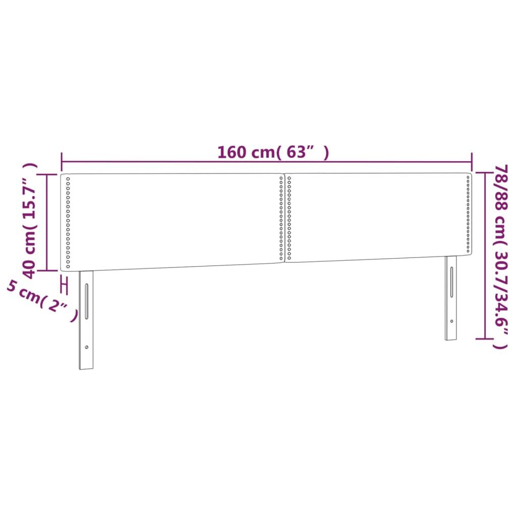 Galvgalis, 2gab., melns, 80x5x78/88cm, mākslīgā āda cena un informācija | Gultas | 220.lv