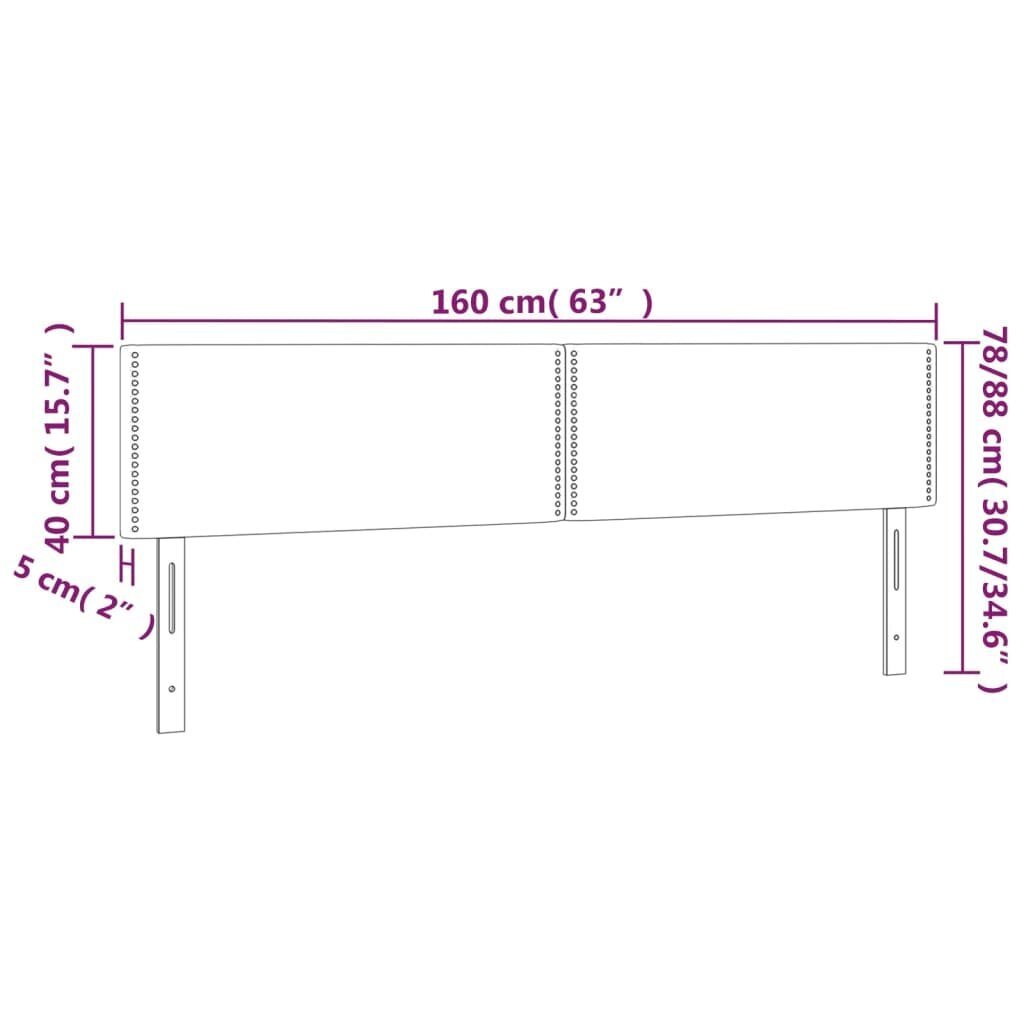 Galvgalis, 2gab., pelēks, 80x5x78/88cm, mākslīgā āda cena un informācija | Gultas | 220.lv