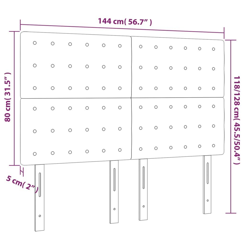 Galvgalis, 4gab., tumši pelēks, 72x5x78/88cm, samts cena un informācija | Gultas | 220.lv