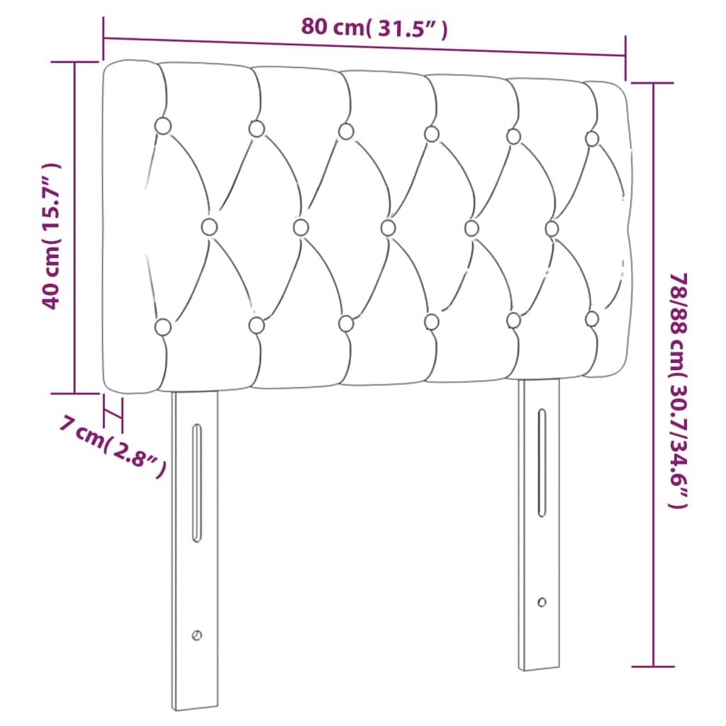 Galvgalis, melns, 80x7x78/88 cm, audums cena un informācija | Gultas | 220.lv