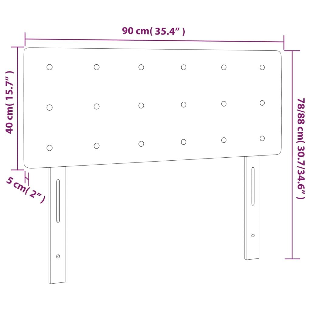 Galvgalis, tumši pelēks, 90x5x78/88cm, samts cena un informācija | Gultas | 220.lv