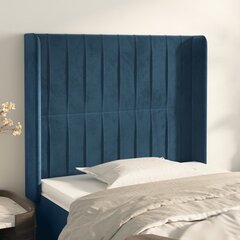 vidaXL galvgalis ar malām, tumši zils samts, 93x16x118/128 cm цена и информация | Кровати | 220.lv