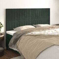 vidaXL gultas galvgaļi, 4 gab., 90x5x78/88 cm, tumši zaļš samts cena un informācija | Gultas | 220.lv