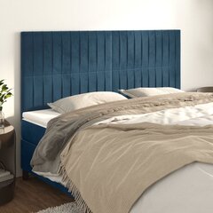 vidaXL gultas galvgaļi, 4 gab., 90x5x78/88 cm, tumši zils samts cena un informācija | Gultas | 220.lv