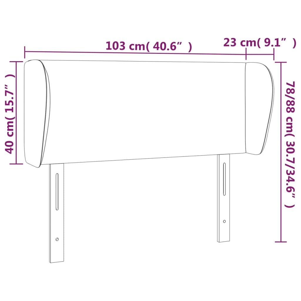 Galvgalis ar malām, melns, 103x23x78/88cm, mākslīgā āda cena un informācija | Gultas | 220.lv