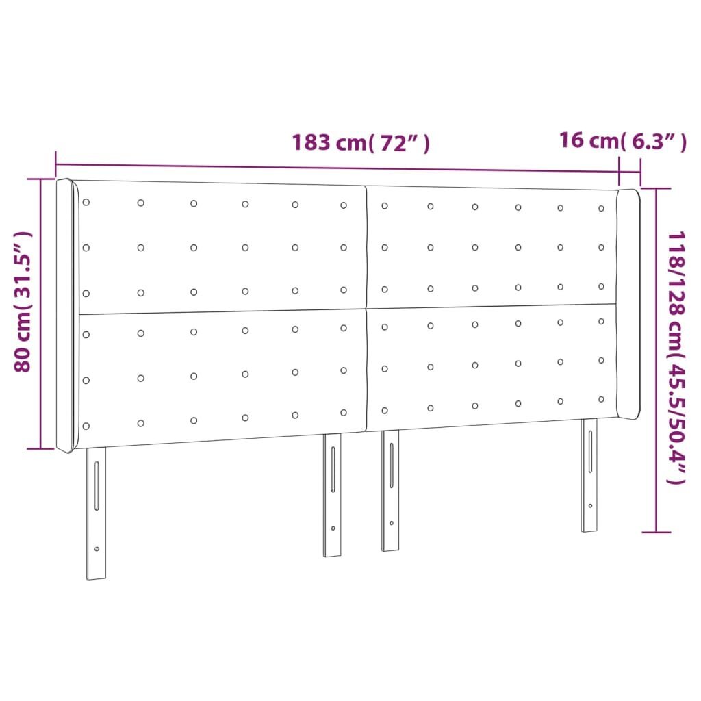 Galvgalis ar malām, melns, 183x16x118/128cm, mākslīgā āda cena un informācija | Gultas | 220.lv