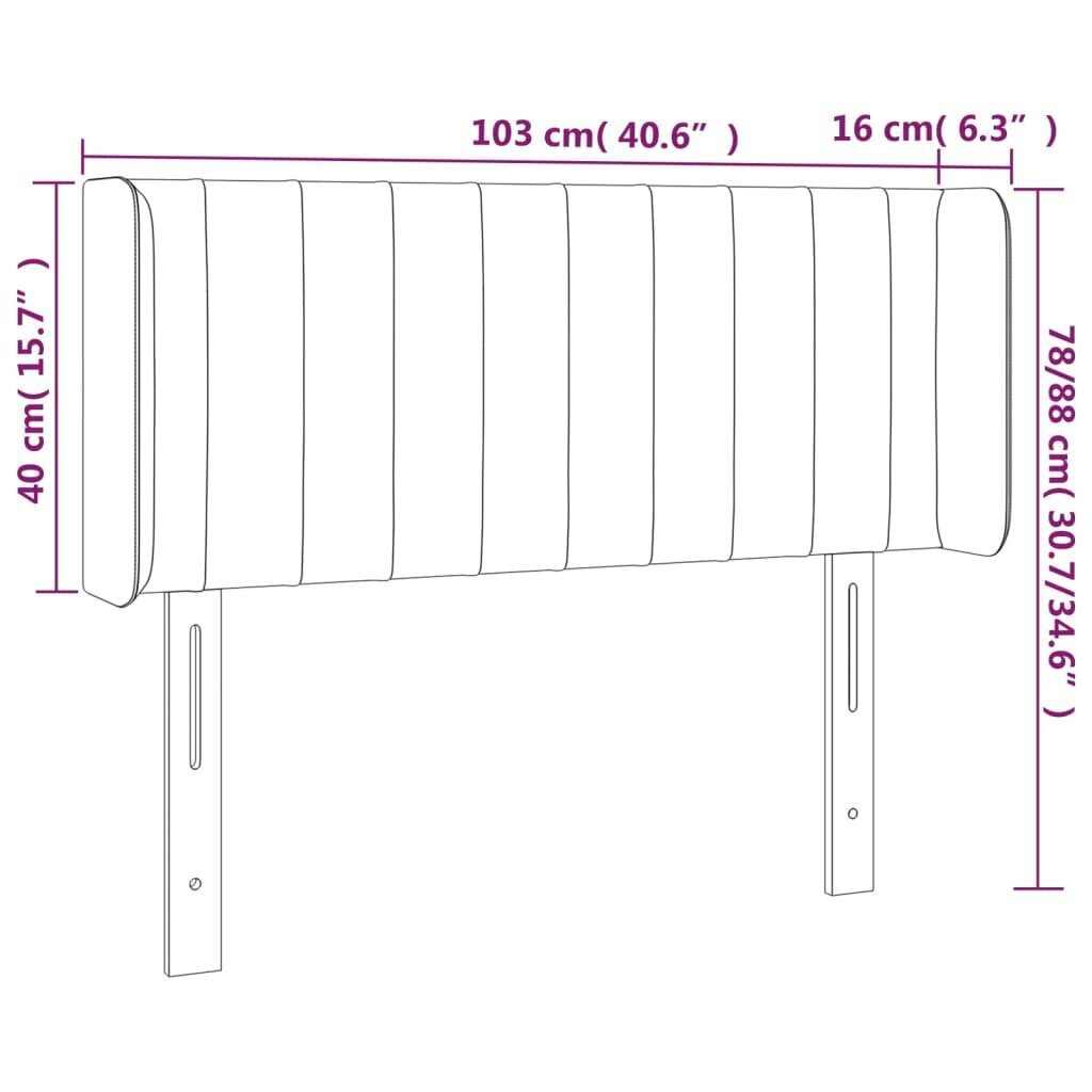 Galvgalis ar malām, melns,103x16x78/88cm, samts cena un informācija | Gultas | 220.lv