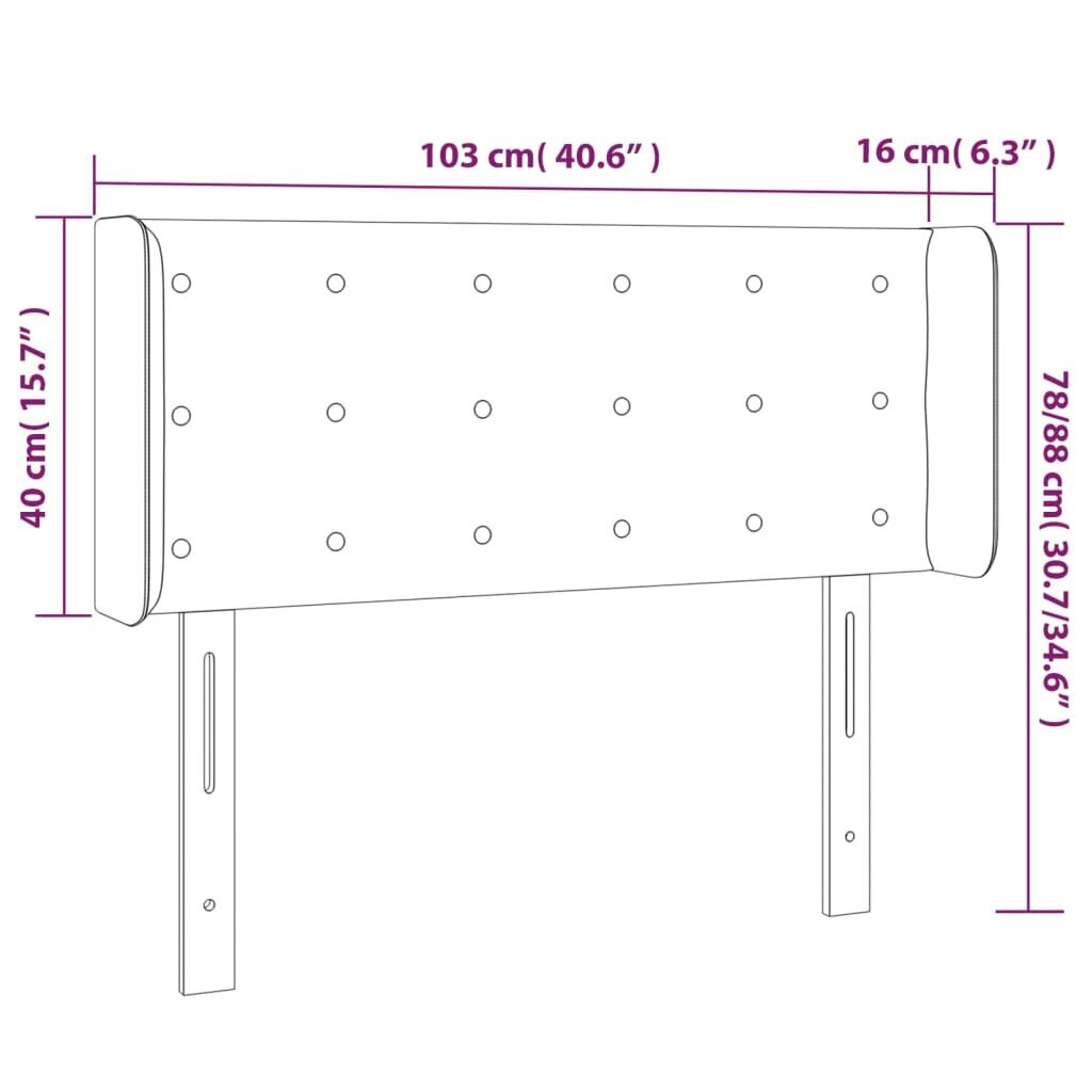 Galvgalis ar malām, melns,103x16x78/88cm, samts cena un informācija | Gultas | 220.lv