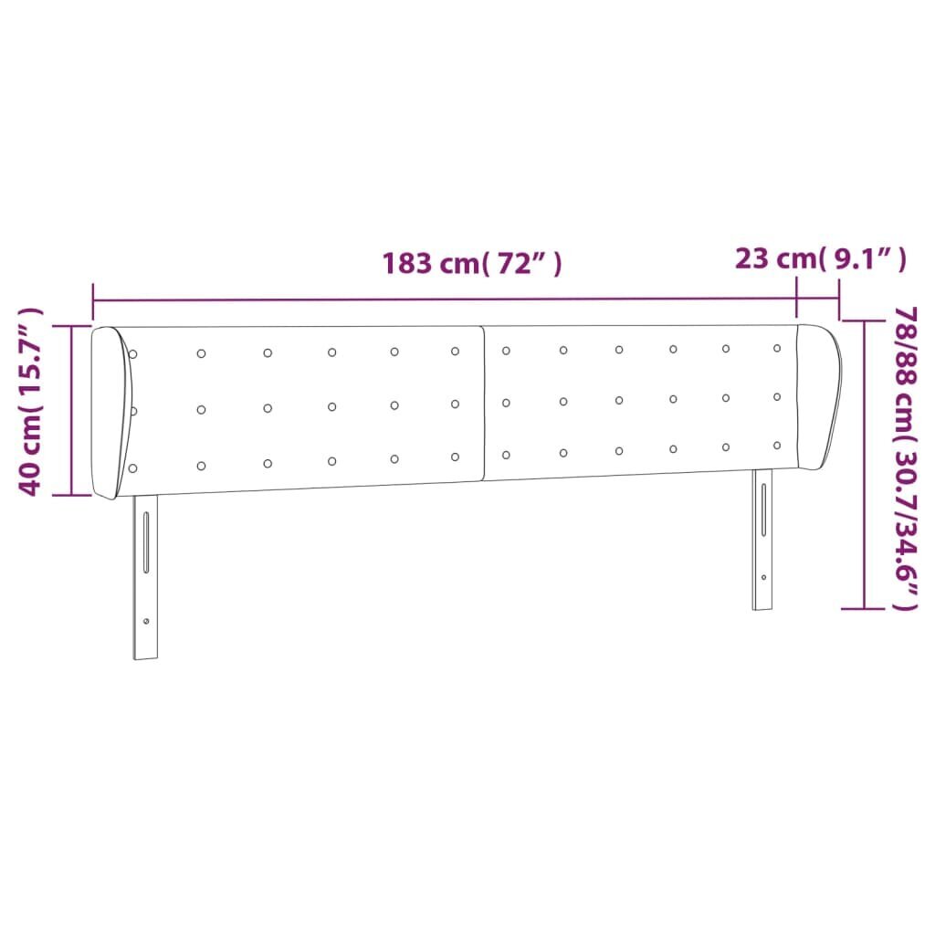 Galvgalis ar malām, melns,183x23x78/88cm, samts цена и информация | Gultas | 220.lv