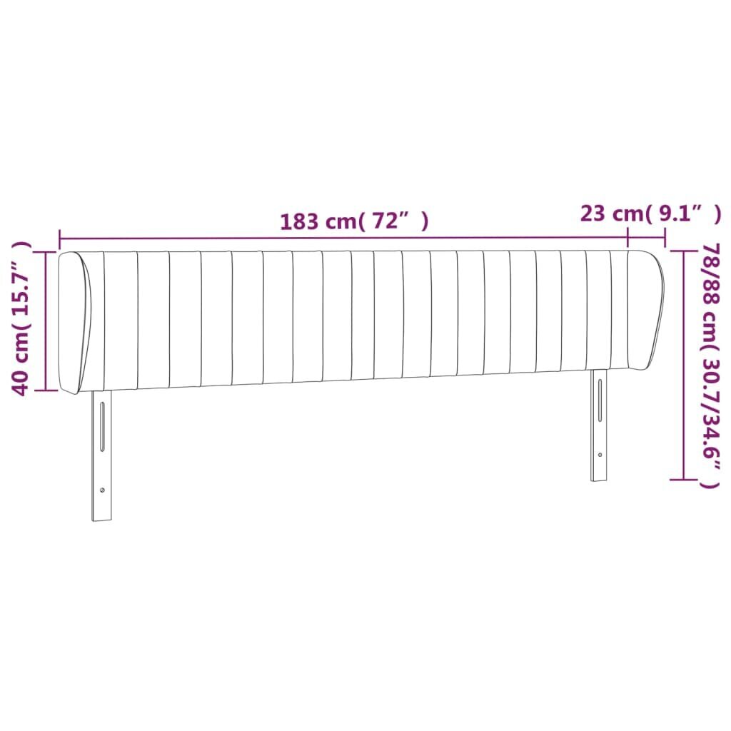 Galvgalis ar malām, tumši pelēks,183x23x78/88cm, samts cena un informācija | Gultas | 220.lv