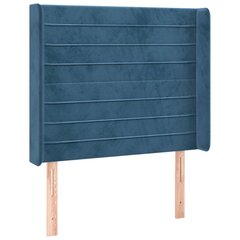 Galvgalis ar malām, zils, 103x16x118/128 cm, samts цена и информация | Кровати | 220.lv