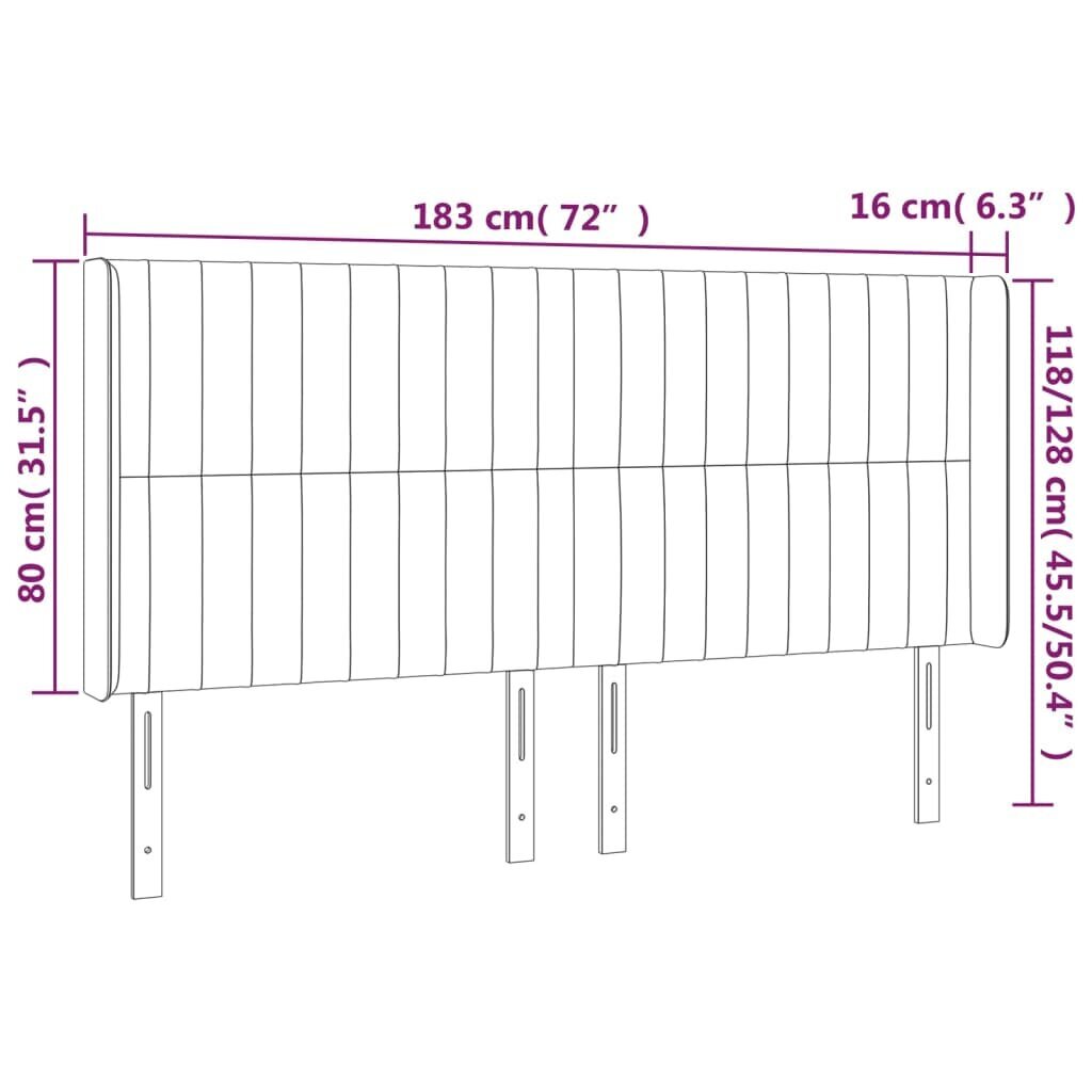 vidaXL galvgalis ar malām, tumši zils samts, 183x16x118/128 cm cena un informācija | Gultas | 220.lv