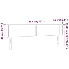 vidaXL galvgalis ar malām, tumši zils samts, 183x16x78/88 cm cena un informācija | Gultas | 220.lv