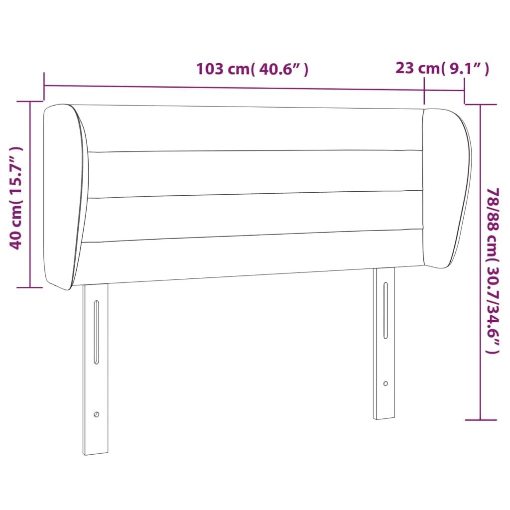 Galvgalis ar malām, tumši zils,103x23x78/88cm, samts цена и информация | Gultas | 220.lv