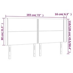 vidaXL galvgalis ar malām, tumši zaļš samts, 183x16x118/128 cm cena un informācija | Gultas | 220.lv