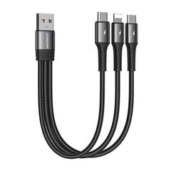 USB cable Joyroom S-01530G11 3in1 2x USB-C | Lightning 3.5A 0.15m (black) cena un informācija | Savienotājkabeļi | 220.lv