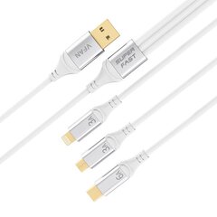 Vipfan X15 3-in-1 USB-C / Lightning / Micro 66W USB cable 1.2m, gold-plated (white) цена и информация | Кабели для телефонов | 220.lv