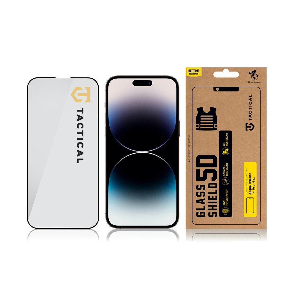 Tactical Glass Shield 5D for Apple iPhone 14 Pro Max Black cena un informācija | Ekrāna aizsargstikli | 220.lv