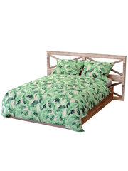 Kokvilnas gultas veļa Planta A594 - pūderrozā/zaļa cena un informācija | Gultas veļas komplekti | 220.lv