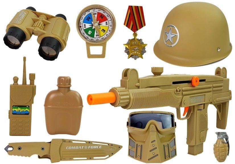 Kareivja komplekts ar šauteni, ķiveri un citiem piederumiem цена и информация | Rotaļlietas zēniem | 220.lv