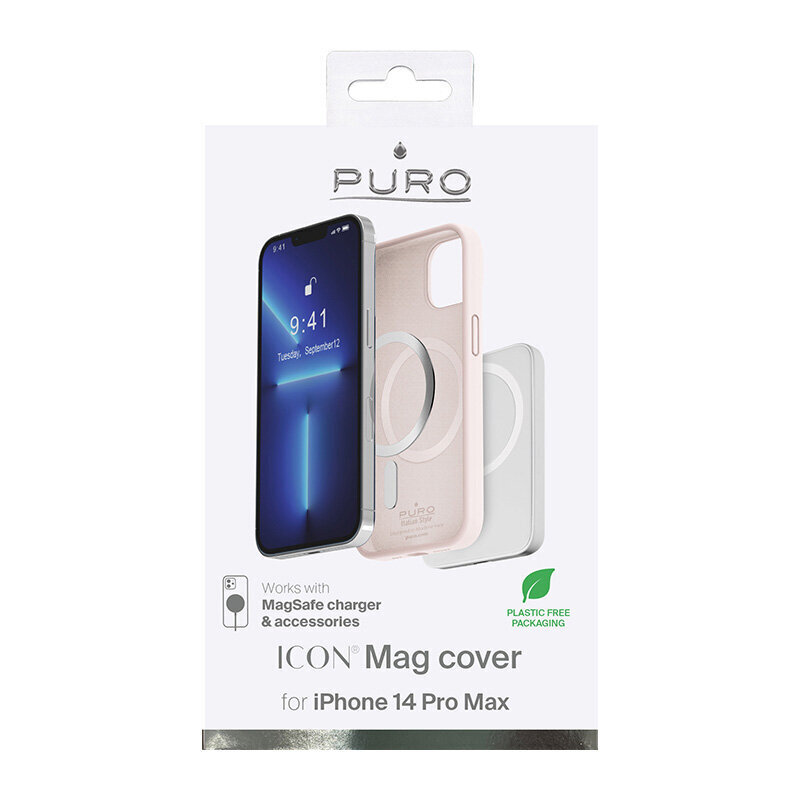 Puro Icon Mag, iPhone 14 Pro Max, magsafe, rozā / IPC14P67ICONMAGROSE цена и информация | Telefonu vāciņi, maciņi | 220.lv